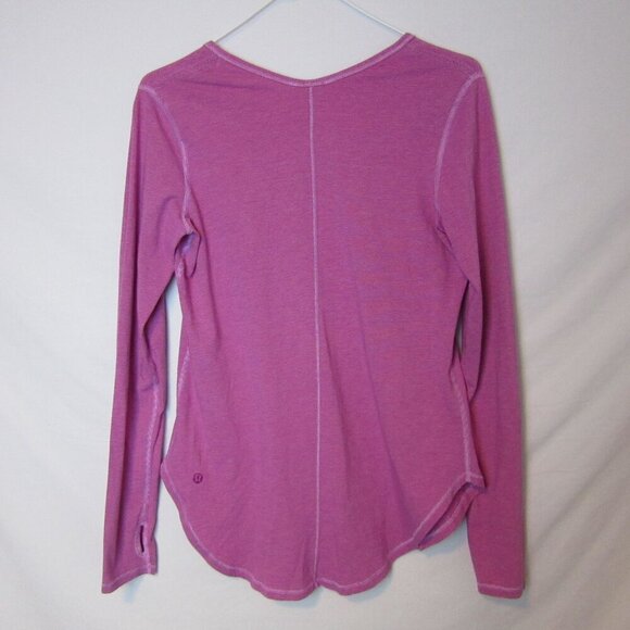 Lululemon Yogini 5 Year Long Sleeve Tee Striped Raspberry Pink Womens 4 - Picture 4 of 5